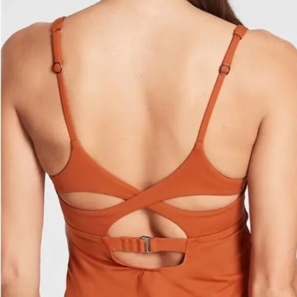 Athleta Entwined Bra Cup Tankini Swim Tank New UPF 50+ Palomino 32 B/C - Picture 3 of 12